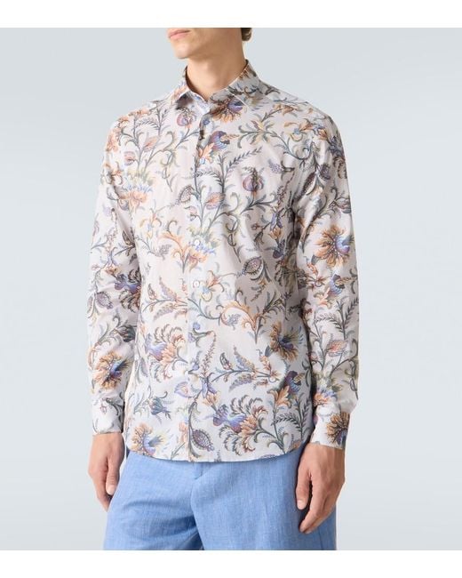 Etro White Floral Cotton Shirt for men