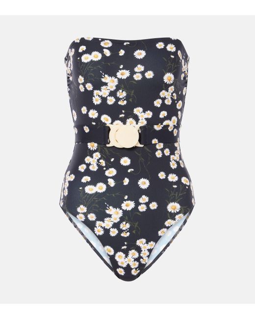 Eres Blue Courtois Floral Bandeau Swimsuit