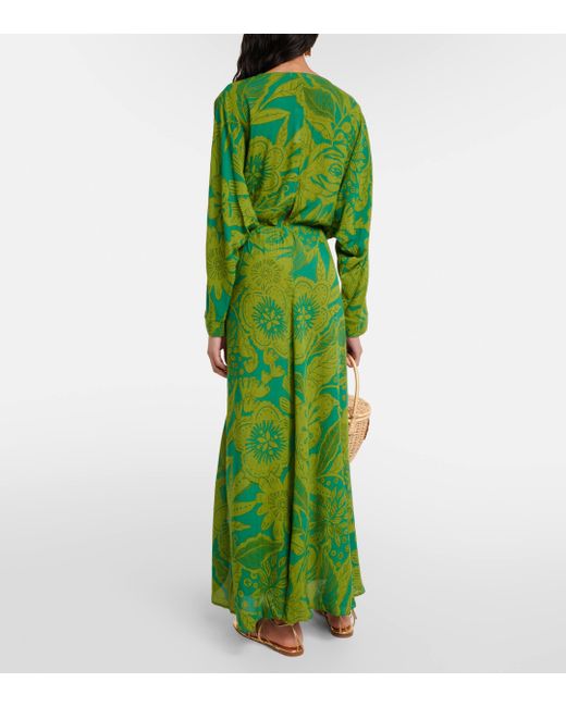 Robe longue Ilona imprimee Poupette en coloris Green