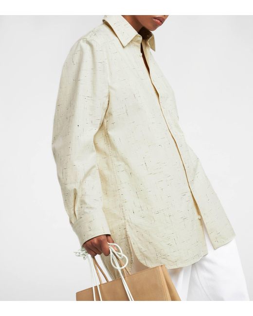 Bottega Veneta White Oversized Textured Cotton-blend Shirt