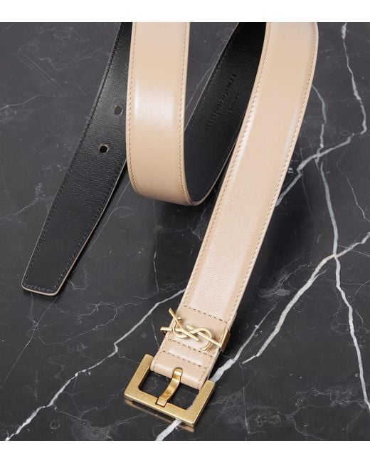 Saint Laurent Natural Leather Logo Belt For