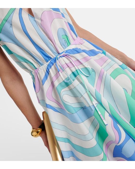 Emilio Pucci Blue Marmo Halterneck Cotton Minidress