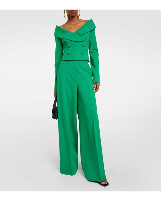 Dorothee Schumacher Green High-Rise Wide-Leg Pants