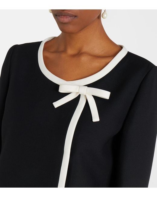 Valentino Black Crepe Couture Bow-Detail Cropped Jacket