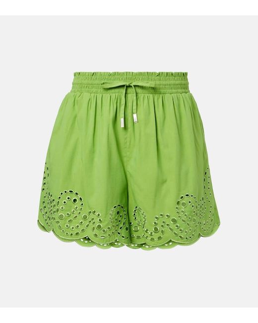 Jonathan Simkhai Green Shorts Amelie Aus Einem Baumwollgemisch