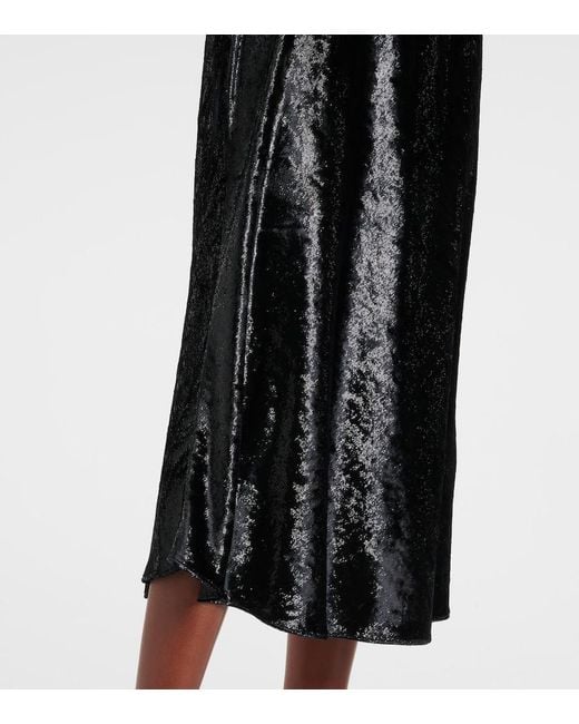 Polo Ralph Lauren Black Lame Satin Midi Skirt