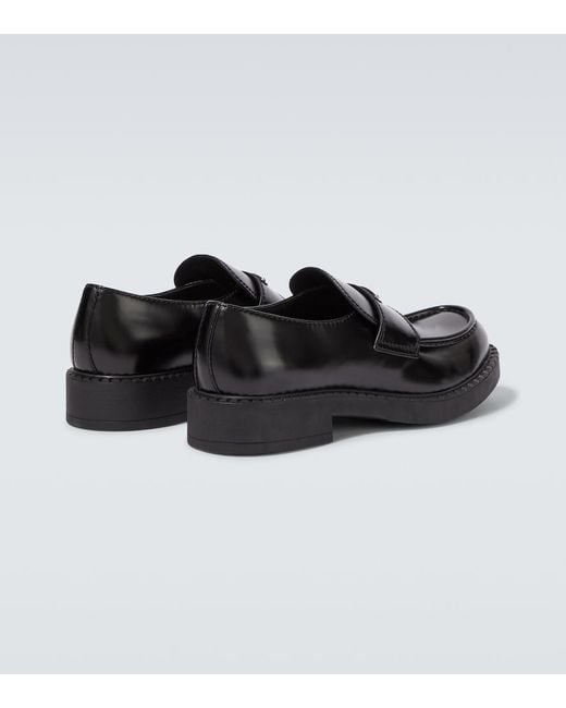 Prada Black Chocolate Leather Loafers for men