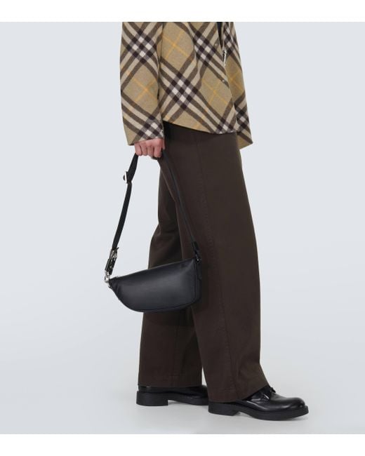 Burberry Black Shield Mini Leather Crossbody Bag for men