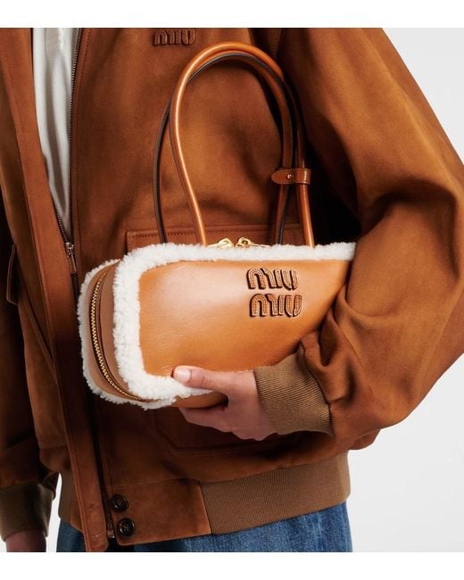 Bolso Arcadie Medium De Piel Miu Miu de color Brown