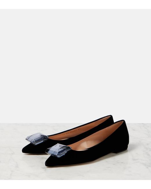 Gianvito Rossi Black Jaipur Velvet Ballet Flats