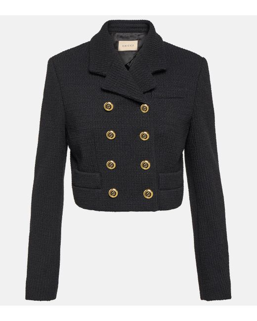 Gucci Blue Double-breasted Cropped Jacket