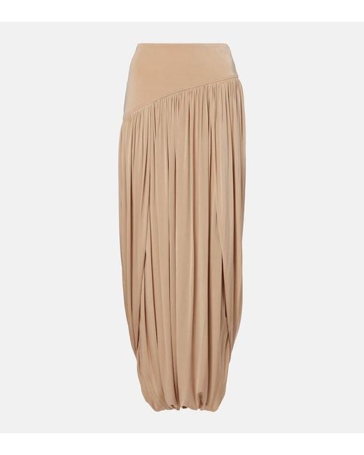 Ferragamo Natural Draped Jersey Maxi Skirt