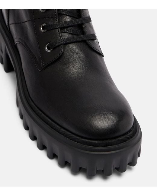 Hogan Black H700 Leather Combat Boots