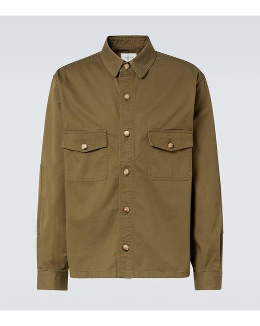 Saint Laurent Schlichtes Baumwoll-Overshirt in Green für Herren