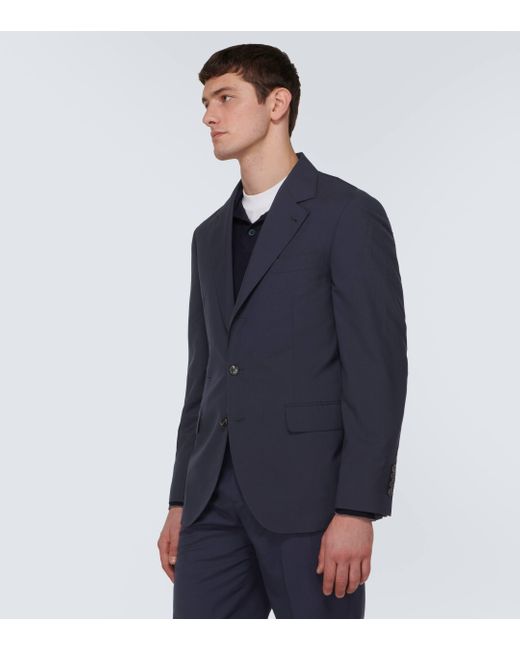 Brunello Cucinelli Blue Single-breasted Wool And Silk Suit for men