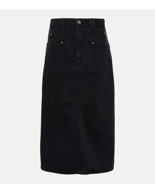 Isabel Marant Black Dipoma Denim Midi Skirt