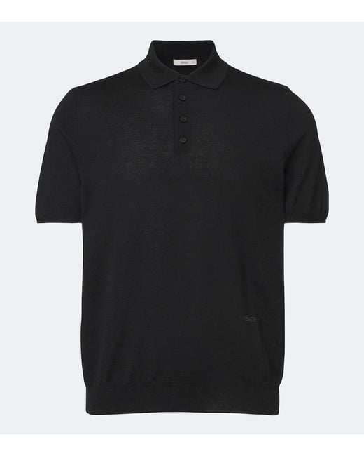 Fendi Black Wool Polo Sweater for men