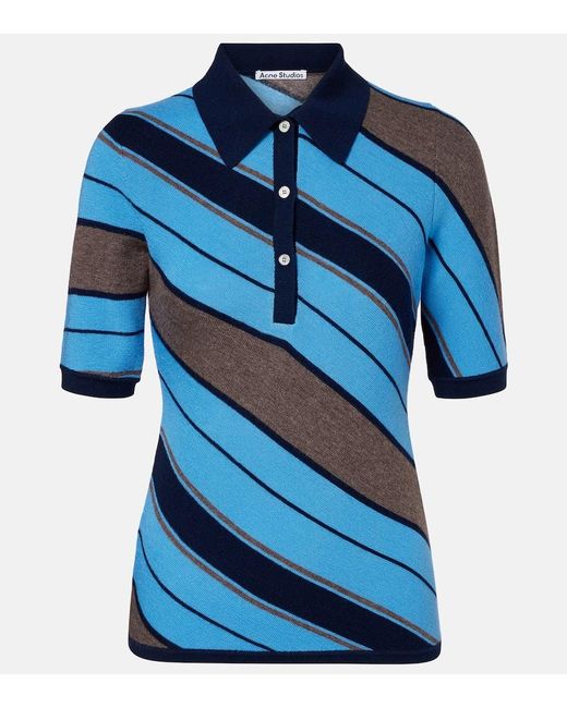 Polo De Lana Acanalado A Rayas Acne de color Blue