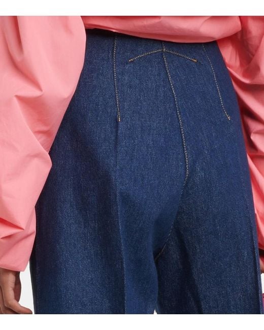 Patou Blue Mid-rise Wide-leg Jeans