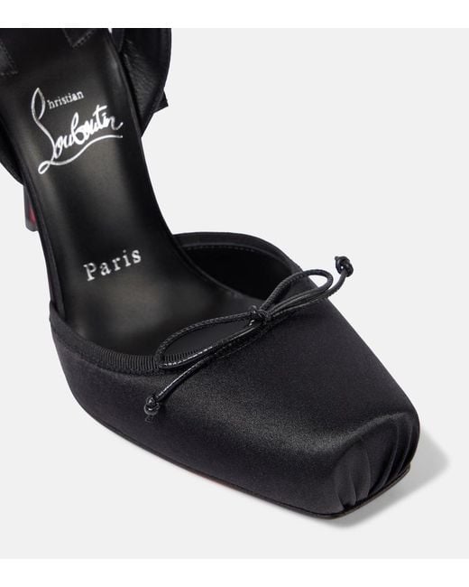 Christian Louboutin Black Cassia Lace Up 100 Satin Crepe Pumps
