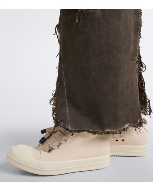 Rick Owens White Drkshdw Jumbolace Denim Sneakers