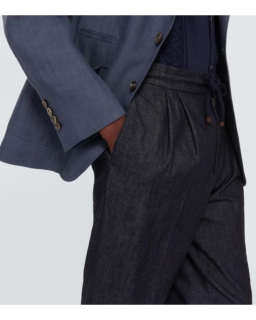 Pantalones chinos de denim Brunello Cucinelli de hombre de color Blue