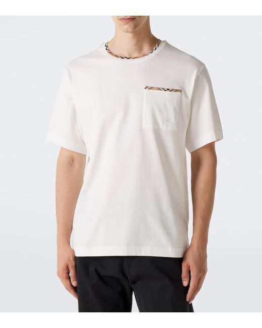Burberry White Check Cotton Jersey T-Shirt for men
