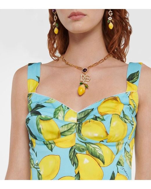 Dolce & Gabbana Multicolor Printed Cotton-blend Bustier Top