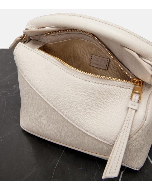 Loewe White Puzzle Edge Mini Leather Top-Handle Bag