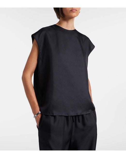 Asceno Black Dasha Silk Twill Top