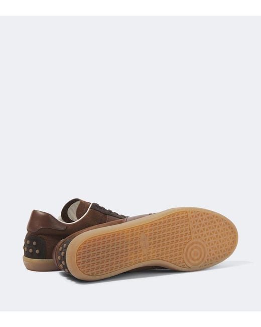 Tod's Brown Tabs Leather And Suede Sneakers for men