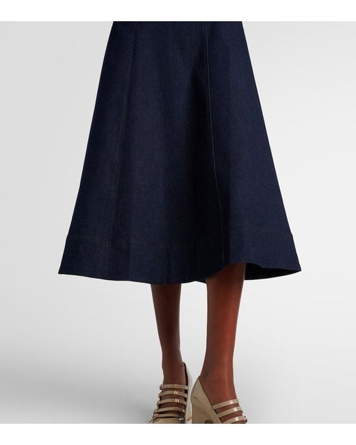 Veronica Beard Blue Dulce Cotton-Blend Denim Midi Dress