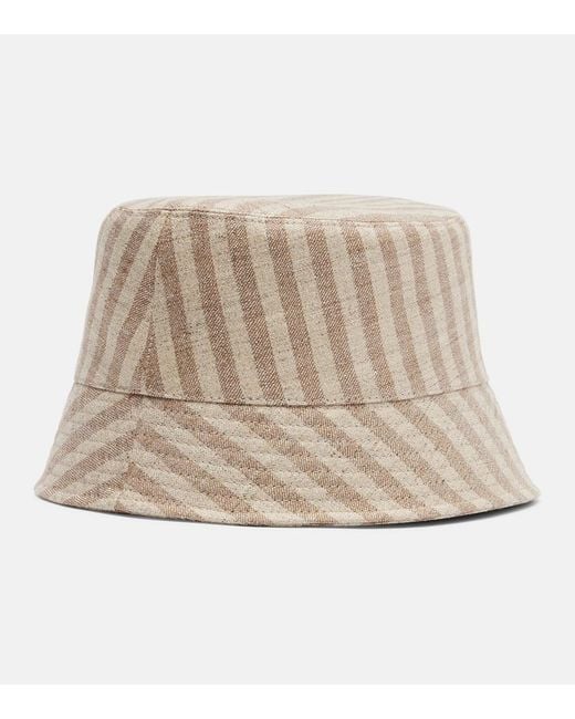 Brunello Cucinelli Natural Striped Canvas Bucket Hat
