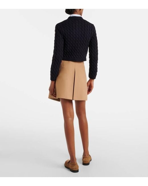 Moncler Blue Cable-Knit Cotton-Blend Cardigan