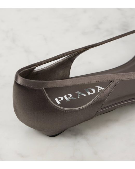 Prada Brown Cutout Satin Ballet Flats