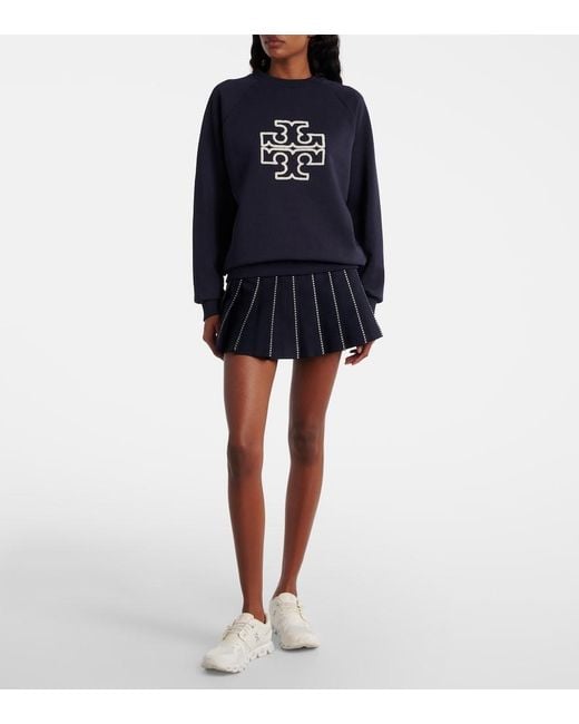 Tory Burch Blue Logo Cotton Jersey Sweatshirt