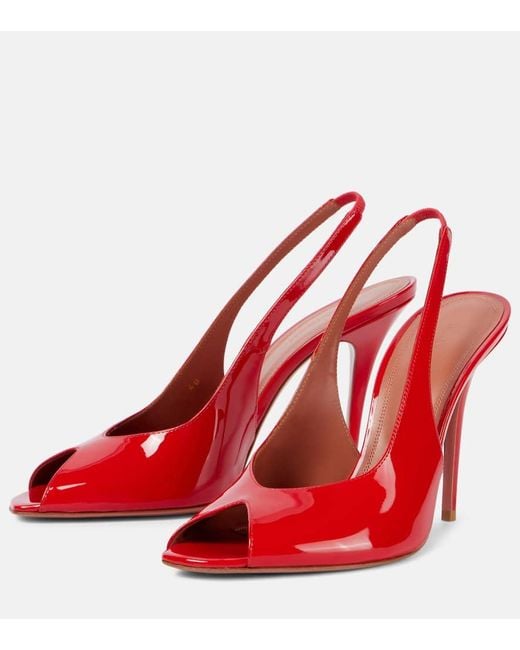 AMINA MUADDI Red Kristina 105 Patent Leather Peep-Toe Pumps