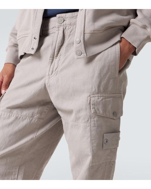 Stone Island Gray Cotton And Linen Canvas Cargo Pants for men