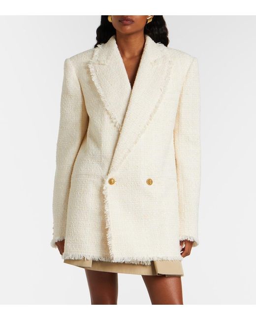Balmain Natural Double-Breasted Tweed Jacket