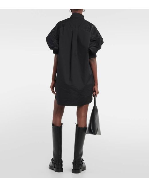 Sacai Black Cotton-blend Poplin Shirt Dress
