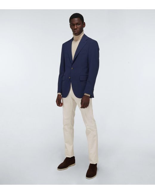 Loro Piana Cotton Blazer in Blue for Men Mens Clothing Jackets Blazers 