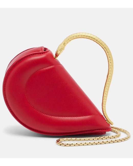 BVLGARI Red Serpenti Cuoricino Mini Leather Top-Handle Bag