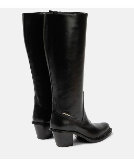 Max Mara Black Leather Knee-high Boots