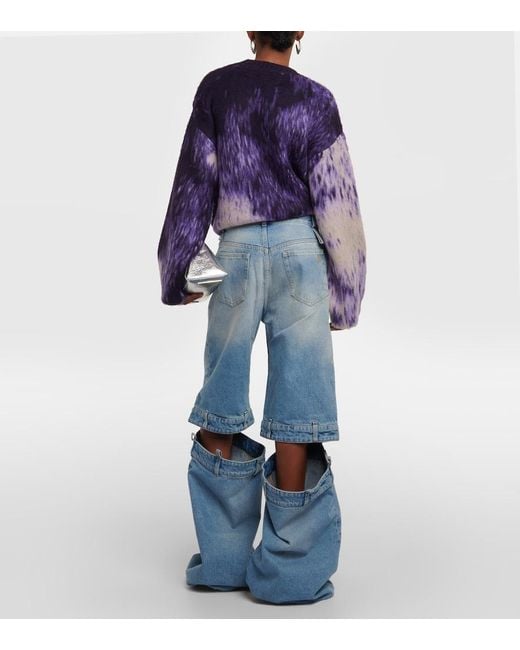 The Attico Blue Low-Rise Wide-Leg Jeans