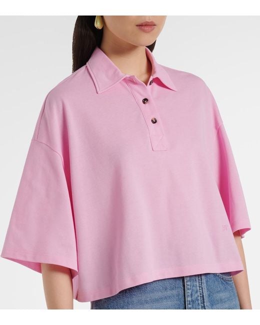 Bottega Veneta Pink Cropped Cotton Polo Shirt
