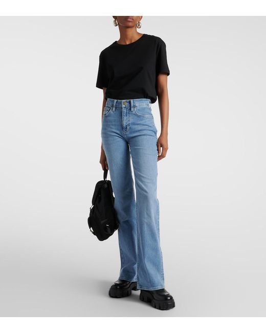FRAME Blue The Slim Stacked High-Rise Straight Jeans