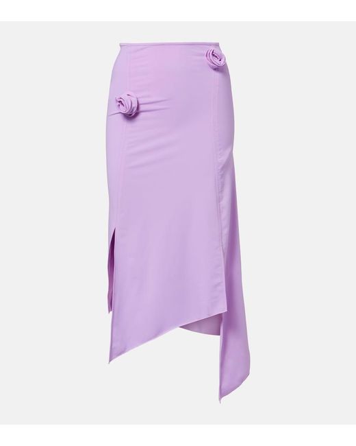 Coperni Purple Floral-Applique Jersey Midi Skirt