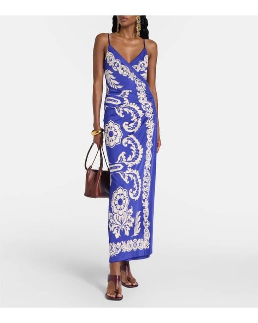 Etro Blue Bedrucktes Maxikleid