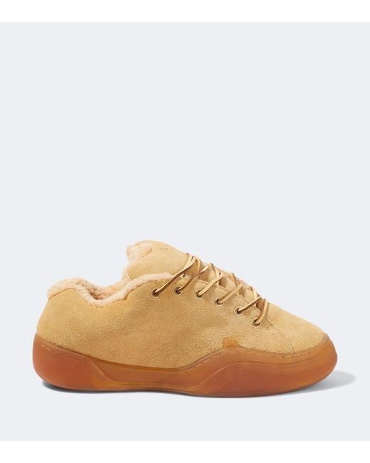 ERL Natural Sand Vamp Shearling-Lined Suede Sneakers for men