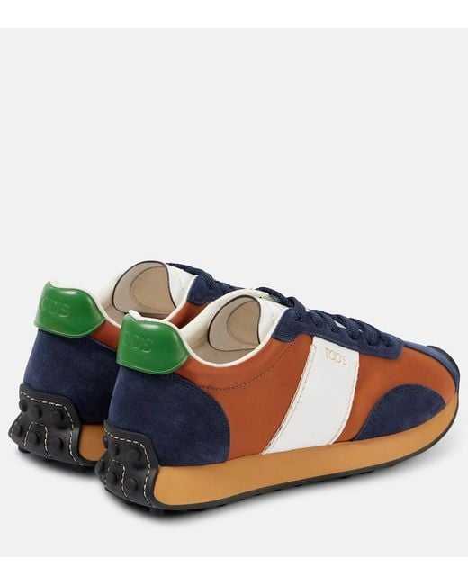 Tod's Blue T-Vintage Leather And Suede-Trimmed Sneakers